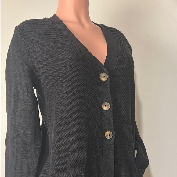 KAREN SCOTT Black Three Buttons Cardigan Sweater Women’s Pockets Size Small S - Picture 3 of 9
